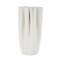 White Ceramic Abstract Ribbed Dimensional Folded Vase with Compact Wavy Rim